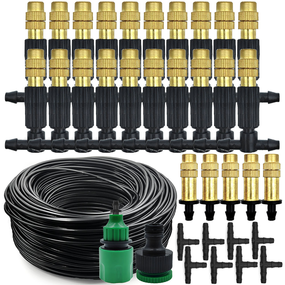 Mist Cooling System Outdoor Patio 15M - ระบบระบายความร้อนหมอกกลางแจ้ง15ม.-30ม. รดน้ำในสวนหัวฉีดทองเหลืองขนาด1/4นิ้ว4/7มม. สำหรับเรือนเพาะชำ