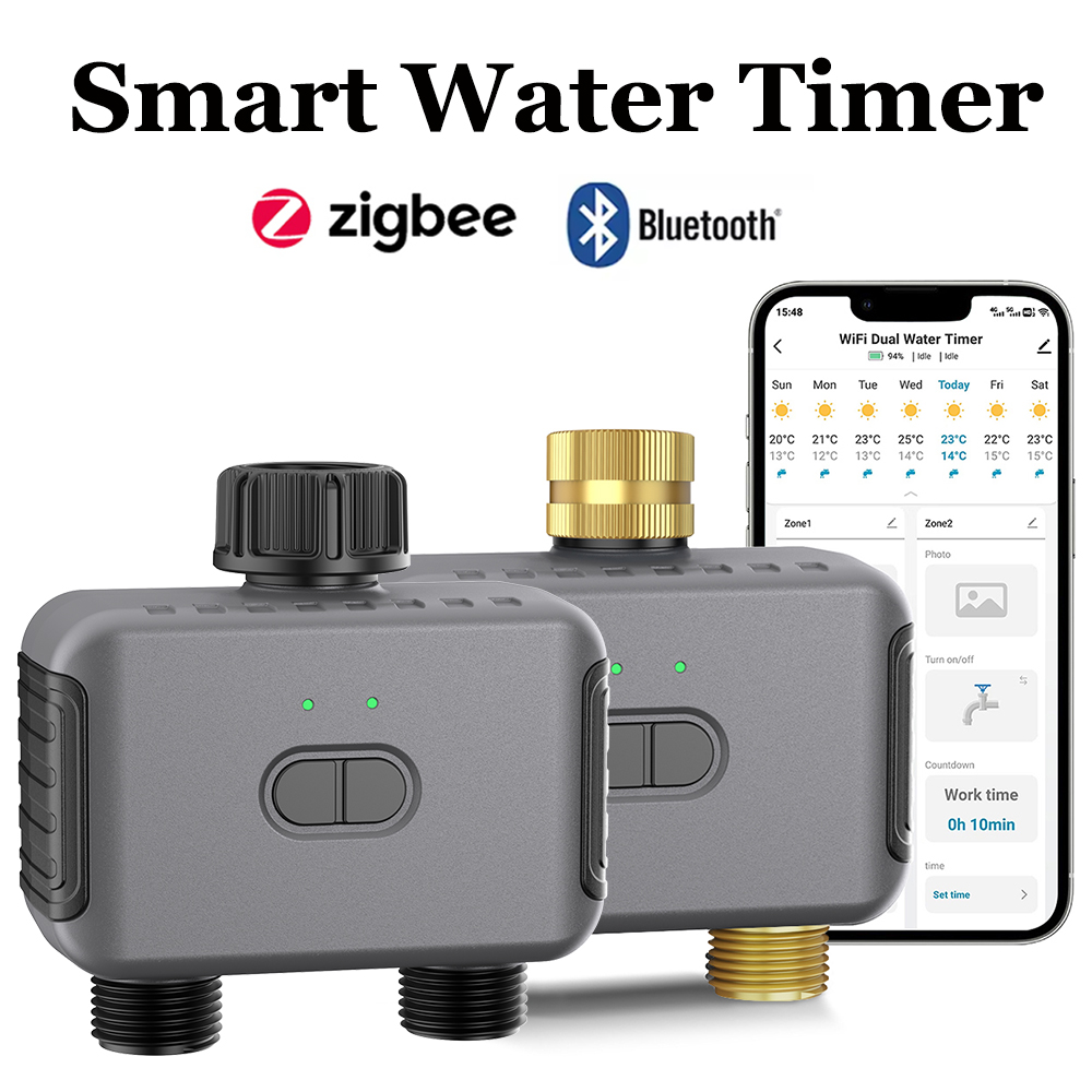 Tuya Zigbee Garden Irrigation Controller - Tuyaสมาร์ทจับเวลาน้ําZigbee/BTอัตโนมัติชลประทานController 2 Outlet Sprinklerรดน้ําระบบสนับสนุนAlexa Google