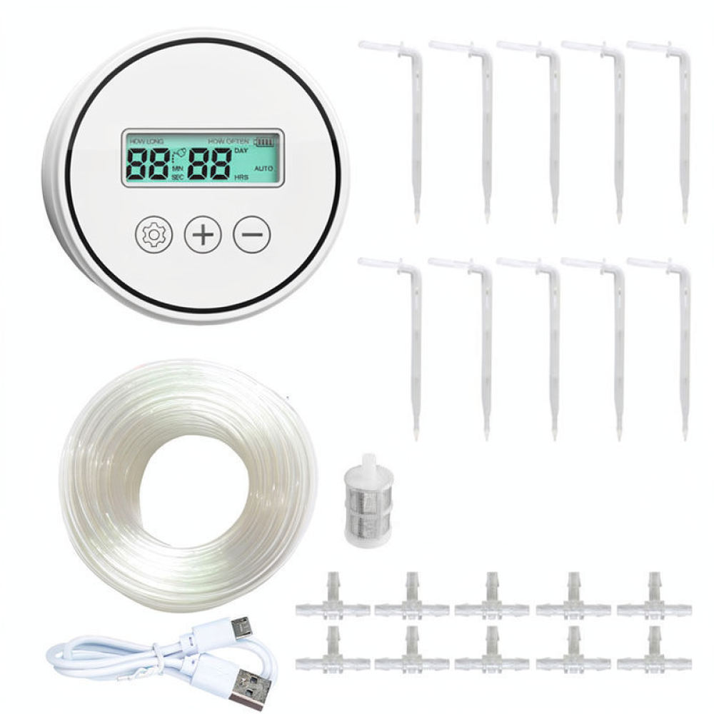 Drip Irrigation System Automatic Kit - เครื่องมือรดน้ำแบบหยดอัตโนมัติ ระบบตั้งเวลาอัจฉริยะ สำหรับรดน้ำต้นไม้ในร่ม ระบบรดน้ำสำหรับสวน ระเบียง และกระถางดอกไม้