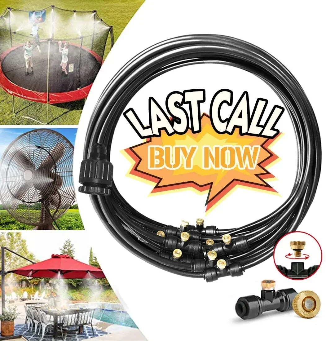Mist Cooling System Outdoor Patio 15M - ชุดระบบพ่นละอองน้ำสำหรับทำความเย็นภายนอกอาคาร สำหรับเรือนกระจก สวน และลานบ้าน พร้อมสายสายน้ำ 9-15