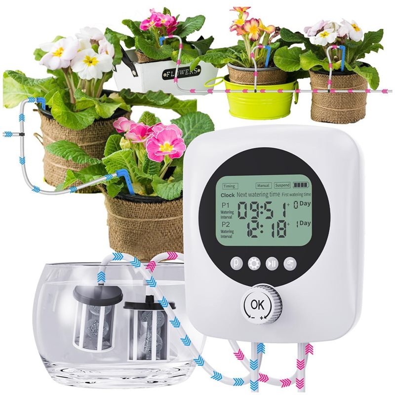 Automatic Watering Pump Indoor Plants - อุปกรณ์รดน้ำต้นไม้ ABYN-Vacation แบบปั๊มคู่ ระบบรดน้ำอัตโนมัติสำหรับต้นไม้ในร่ม รองรับการรดน้ำต้นไม้ในกระถางได้ถึง 30