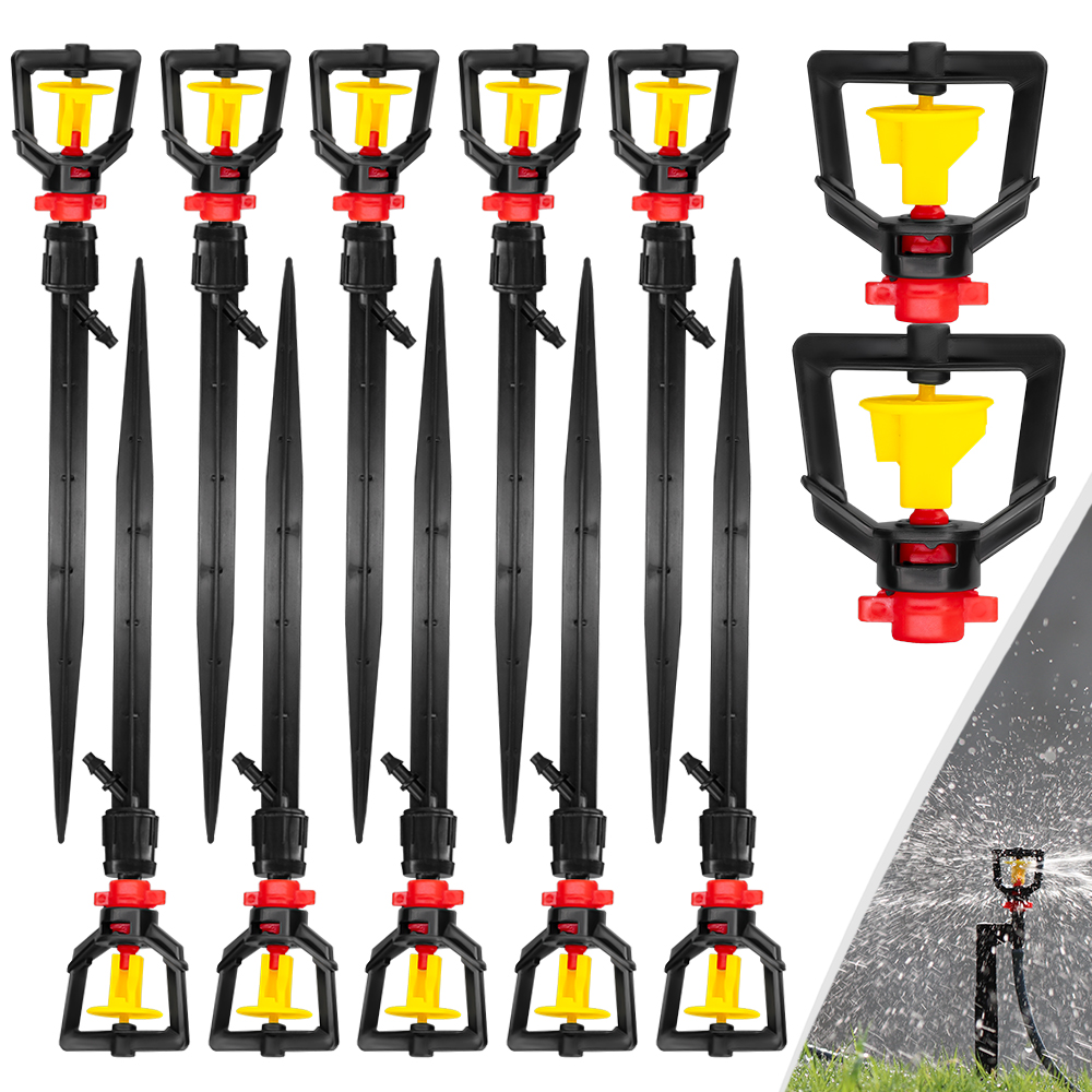 Drip Emitters Adjustable 360 Micro - สปริงเกอร์ขนาดเล็กแบบหมุนได้360 5ชิ้นหัวฉีดชลประทานแบบหยดสำหรับสวนปรับได้ขนาดได้13ซม. ระบบฉีดสเปรย์รดน้ำในเรือนกระจก