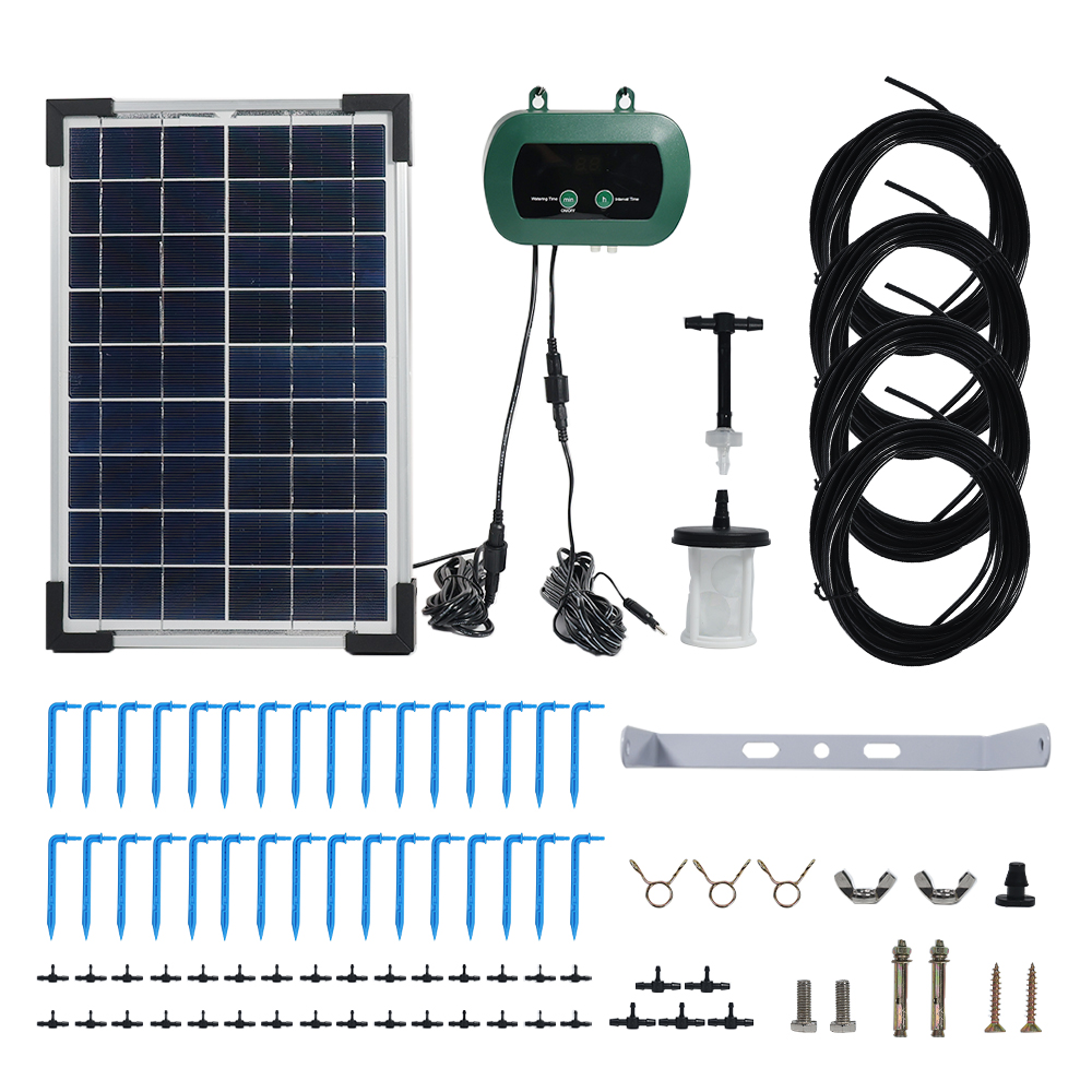 Solar Drip Irrigation Kit Garden - อุปกรณ์ไฮโดรโปนิกส์พลังงานแสงอาทิตย์ ปั๊มจ่ายน้ำแบบหยดขนาดเล็ก ชุดรดน้ำในสวนและเรือนกระจก ระบบควบคุมอัจฉริยะ ชุดหยดน้ำ ระบบน้ำหยด