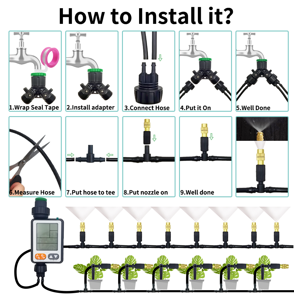 5 M-30 M กลางแจ้ง Misting Cool - Mist Cooling System Outdoor Patio 15M บทวิจารณ์และราคา