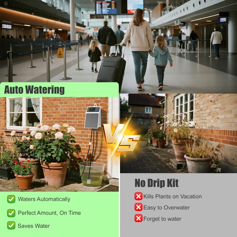 ชุดระบบน้ำหยดอัตโนมัติพลังงานแ - Solar Drip Irrigation Kit Garden บทวิจารณ์และราคา