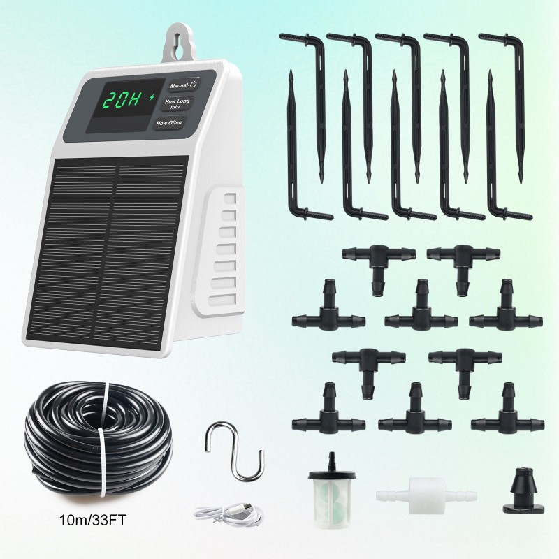 ชุดระบบน้ำหยดอัตโนมัติพลังงานแ - Solar Drip Irrigation Kit Garden บทวิจารณ์และราคา