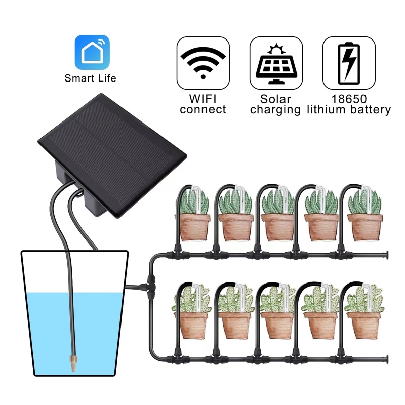 WIFI พลังงานแสงอาทิตย์เครื่องร - Solar Drip Irrigation Kit Garden บทวิจารณ์และราคา