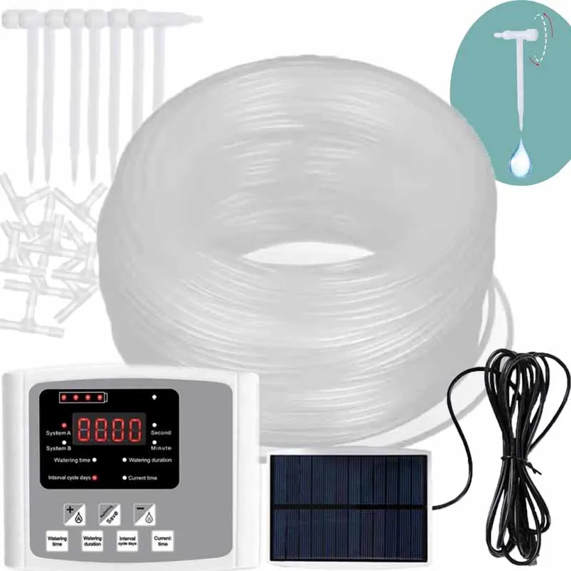 อุปกรณ์รดน้ำหยดแบบปรับได้สำหรั - Solar Drip Irrigation Kit Garden บทวิจารณ์และราคา